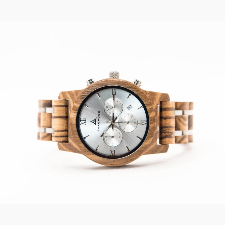 wood & stainless steel watch