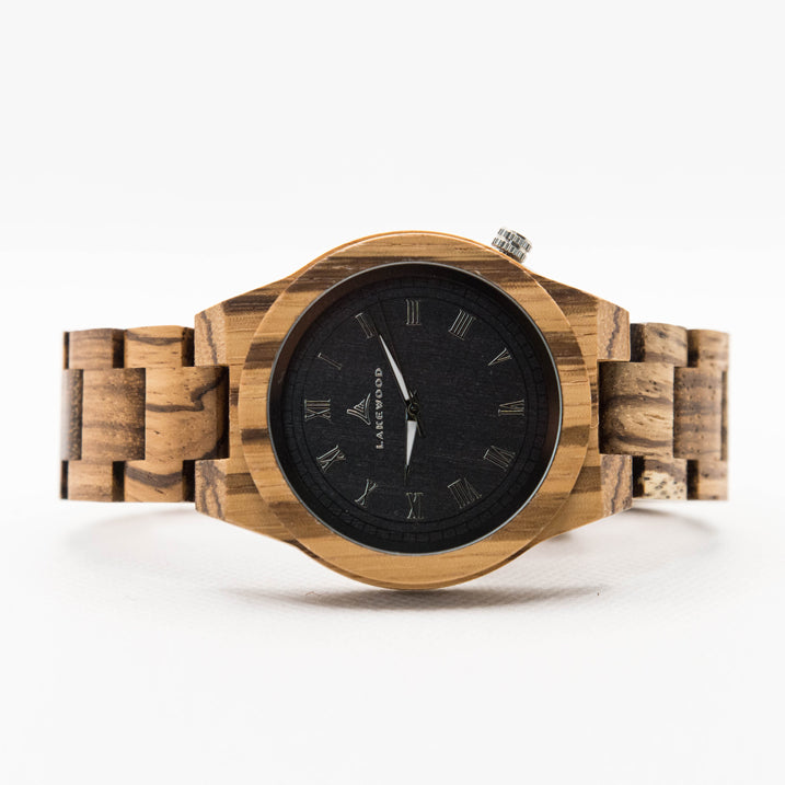 dune - black dial zebrawood watch