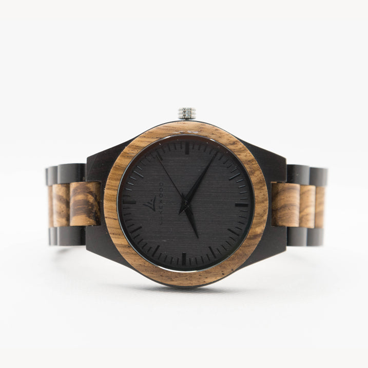 ebony wood engraved watch